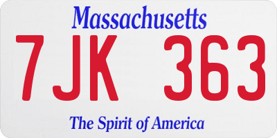 MA license plate 7JK363
