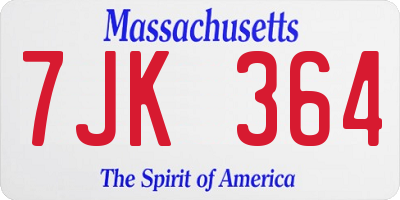 MA license plate 7JK364
