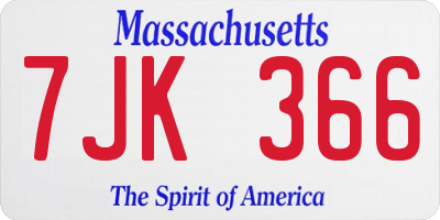 MA license plate 7JK366
