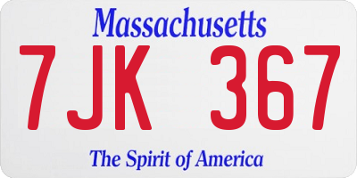 MA license plate 7JK367