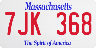 MA license plate 7JK368