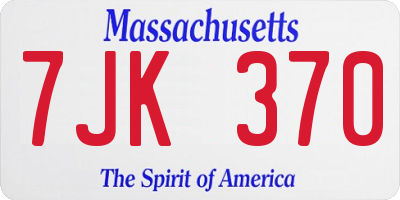 MA license plate 7JK370