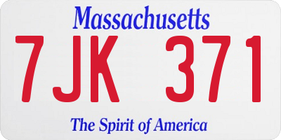 MA license plate 7JK371