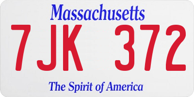 MA license plate 7JK372