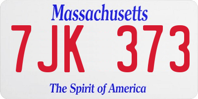 MA license plate 7JK373