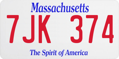 MA license plate 7JK374