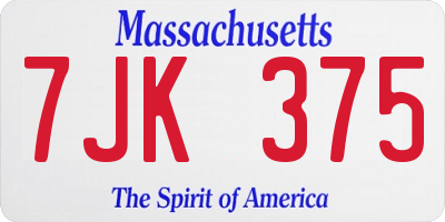 MA license plate 7JK375