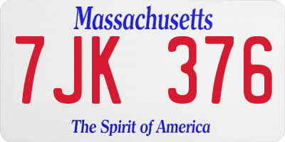 MA license plate 7JK376