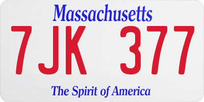 MA license plate 7JK377