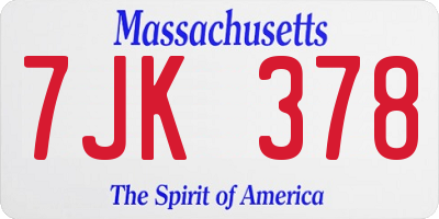 MA license plate 7JK378