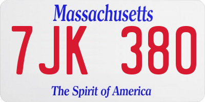 MA license plate 7JK380