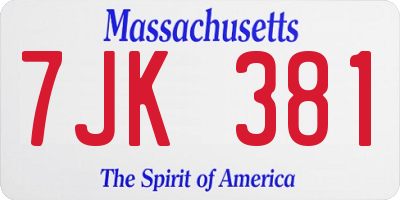 MA license plate 7JK381
