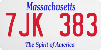 MA license plate 7JK383