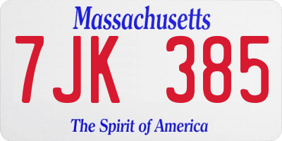MA license plate 7JK385