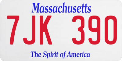 MA license plate 7JK390