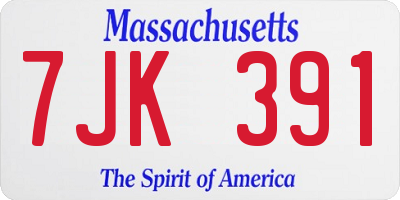 MA license plate 7JK391