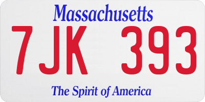 MA license plate 7JK393