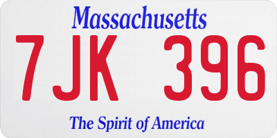 MA license plate 7JK396