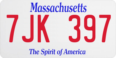 MA license plate 7JK397