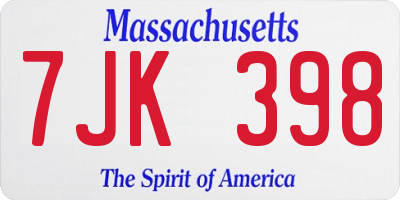 MA license plate 7JK398