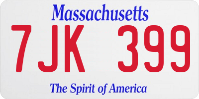 MA license plate 7JK399