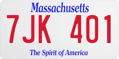 MA license plate 7JK401