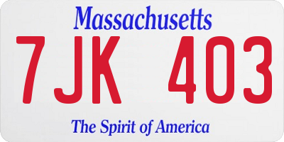 MA license plate 7JK403