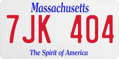 MA license plate 7JK404