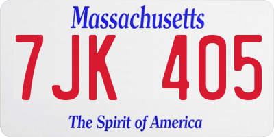 MA license plate 7JK405