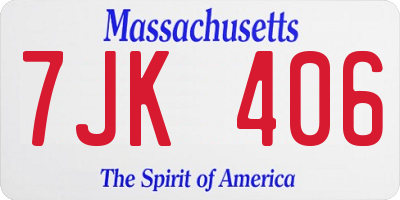 MA license plate 7JK406