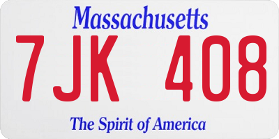MA license plate 7JK408
