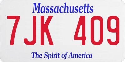 MA license plate 7JK409
