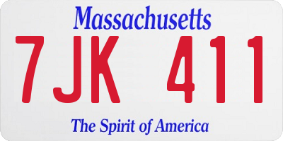 MA license plate 7JK411
