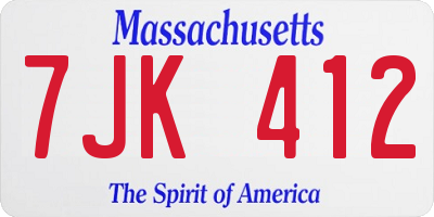 MA license plate 7JK412