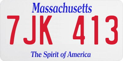 MA license plate 7JK413