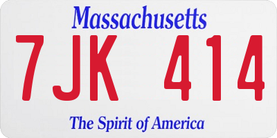 MA license plate 7JK414