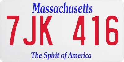 MA license plate 7JK416