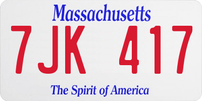 MA license plate 7JK417