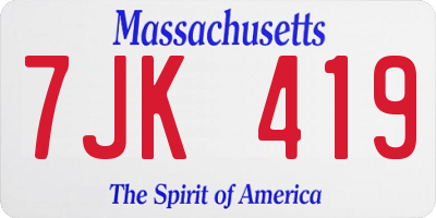 MA license plate 7JK419