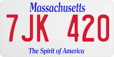 MA license plate 7JK420