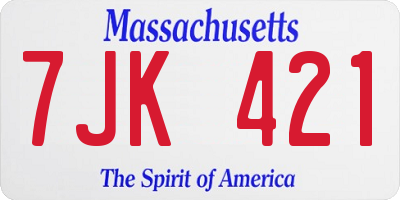 MA license plate 7JK421