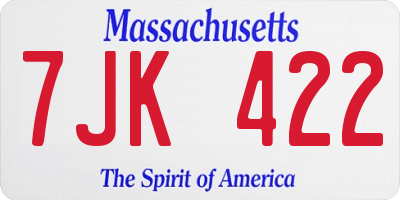 MA license plate 7JK422