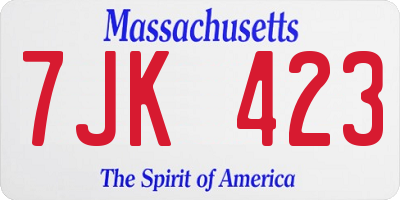 MA license plate 7JK423