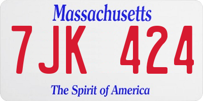 MA license plate 7JK424