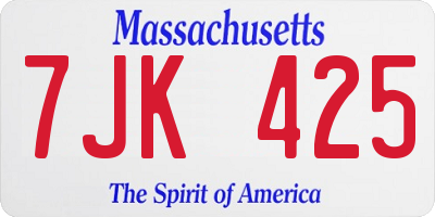 MA license plate 7JK425