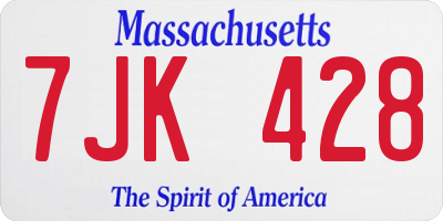 MA license plate 7JK428
