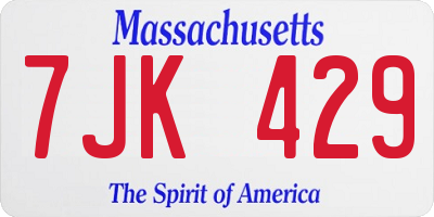 MA license plate 7JK429