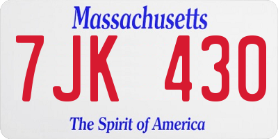 MA license plate 7JK430