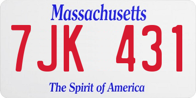 MA license plate 7JK431
