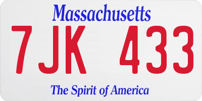 MA license plate 7JK433